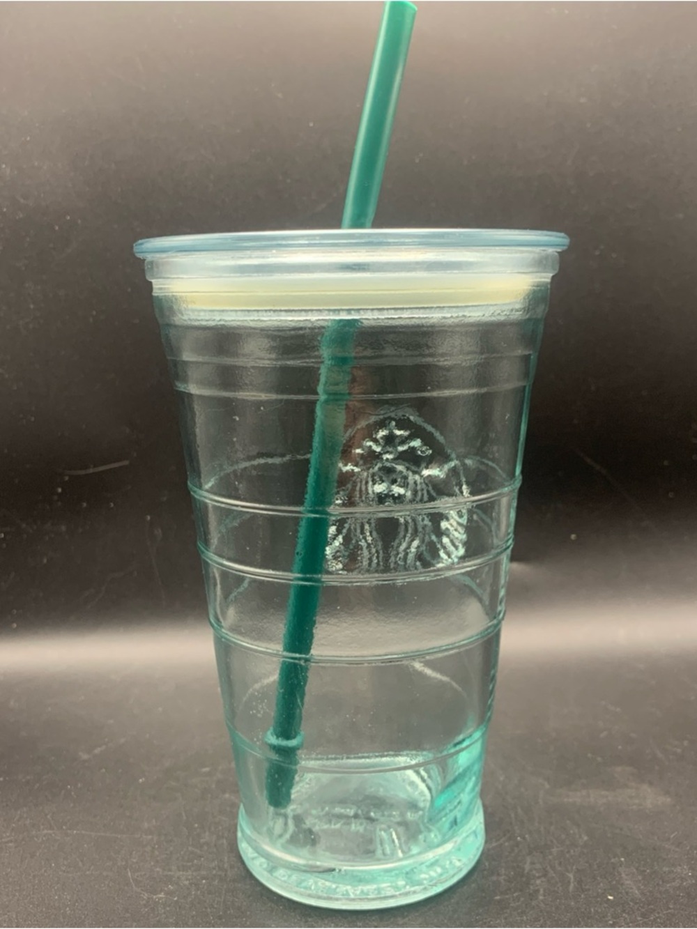 Vintage Starbucks Green Glass Tumbler With Straw 16oz Made in Spain Mermaid - Picture 6 of 10